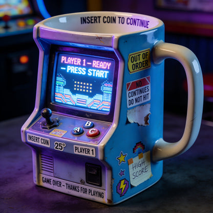 🤣Arcade Cabinet Mug – Insert Coin to Continue🔥