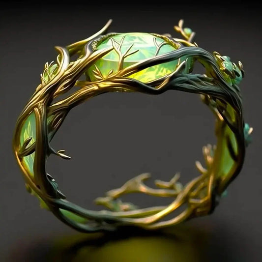 Vintage Inlaid Zircon Leaf Vine Ring