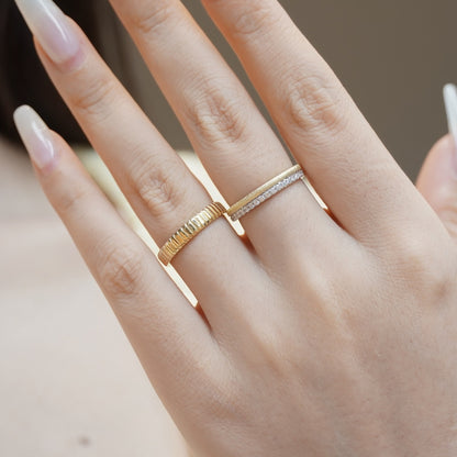 S925 Silver Double Row Brushed Vintage Ring