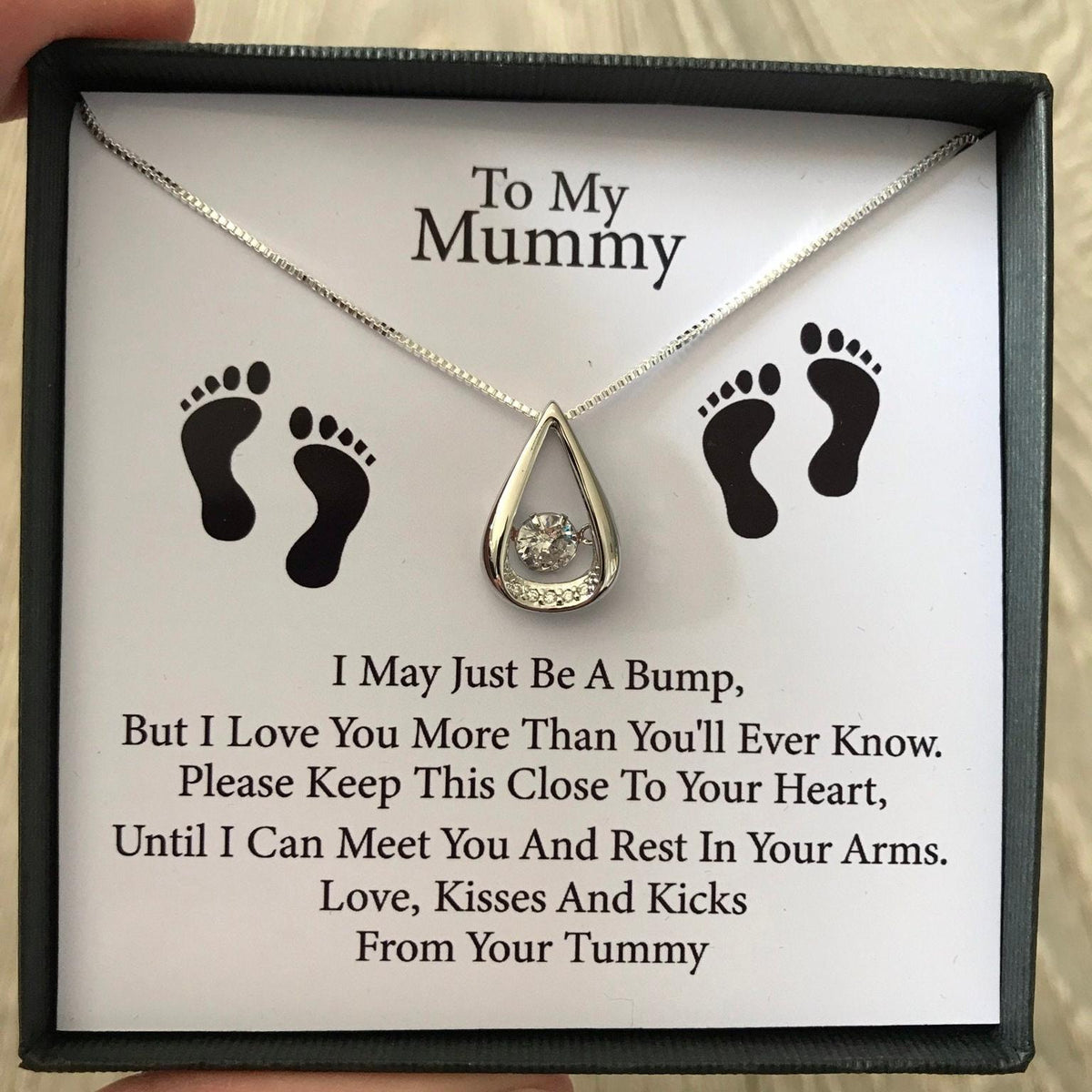 Personalised Baby Bump - To My Mum/Mummy Silver Pendant Necklace with Message Card