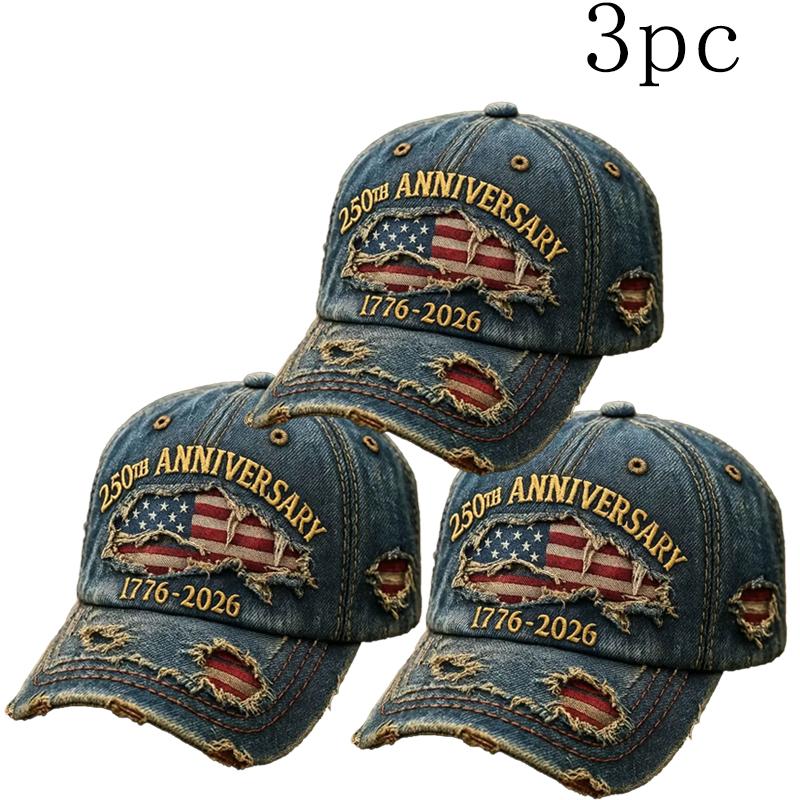 🎖 🧢250th Anniversary 1776-2026 Distressed Denim Baseball Cap🔥