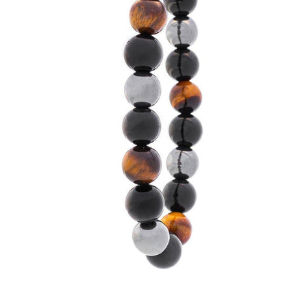 🏆“Triple protection” bracelet in black obsidian, tiger’s eye and hematite.