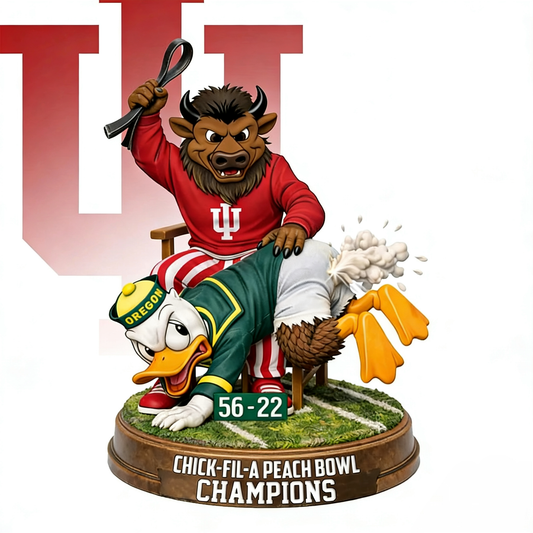 Indiana Hoosiers x Oregon Ducks Chick Fil a Peach Bowl Champions 3D Resin Figurine💋