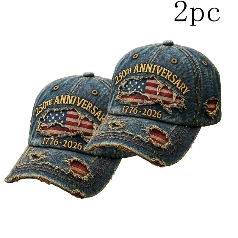 🎖 🧢250th Anniversary 1776-2026 Distressed Denim Baseball Cap🔥