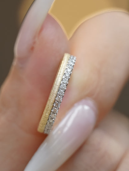 S925 Silver Double Row Brushed Vintage Ring