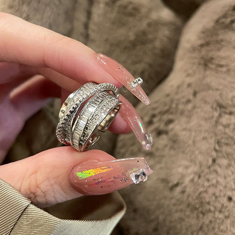 Zircon Wrapped Light Luxury Open End Ring