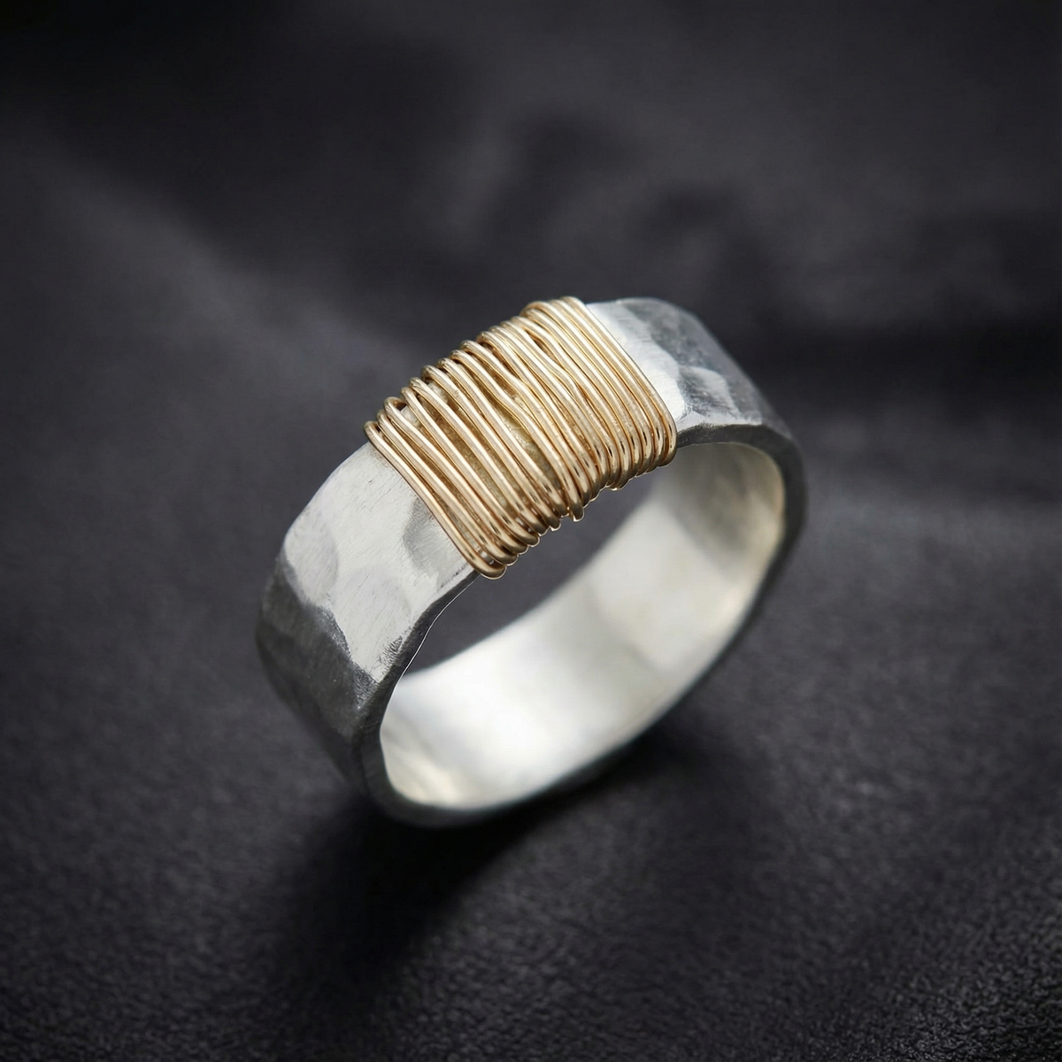 Vintage Golden Threads Silver Ring