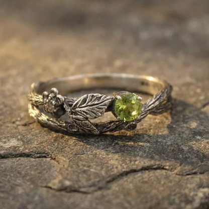 Vintage Fashion Silver Plated Branch Inlaid Zircon Ring