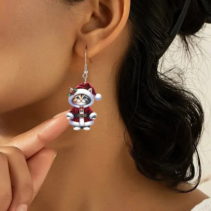 🏆Santa Cat Christmas Earrings