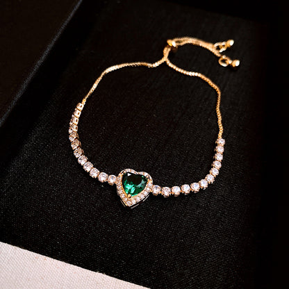 Three-dimensional Love Zircon Adjustable Bracelet