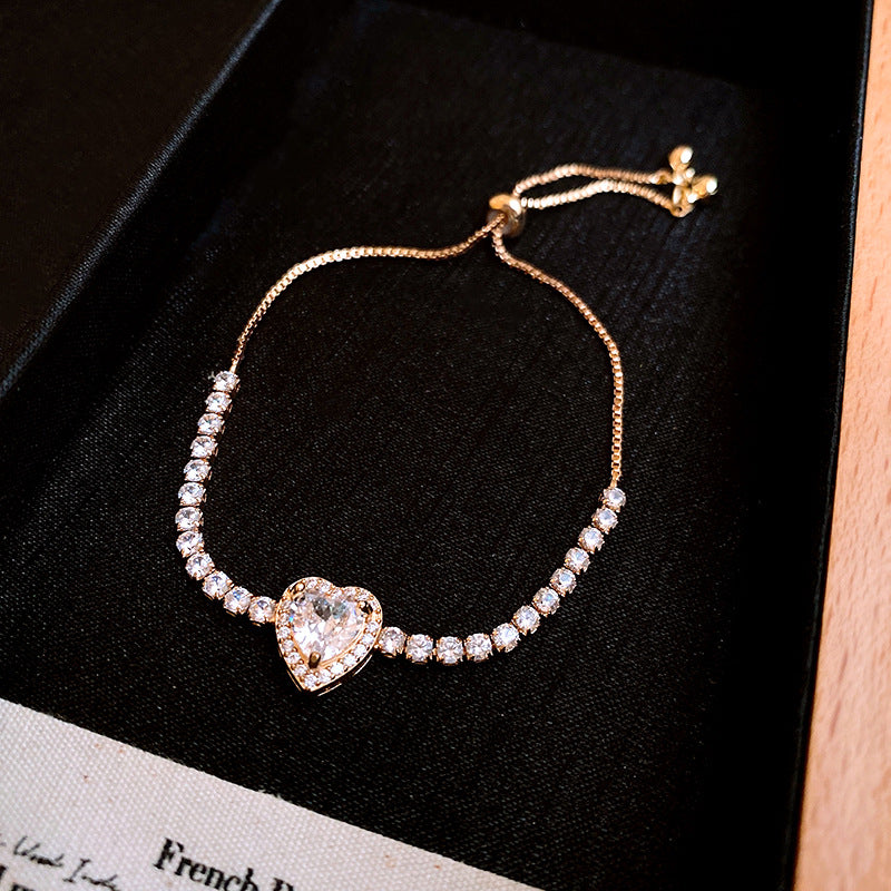 Three-dimensional Love Zircon Adjustable Bracelet