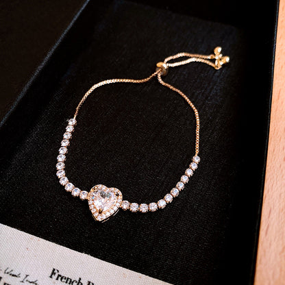 Three-dimensional Love Zircon Adjustable Bracelet