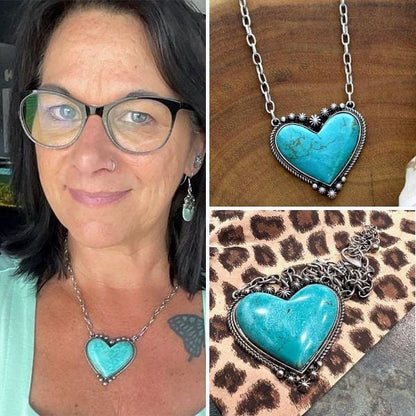 🎁Heart-Shaped Turquoise Necklace Gift