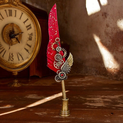 ✒️Blue Peacock Steampunk Wing Feather Dip Pen Set | Luxury Gift for Writers & Art Lovers🏆