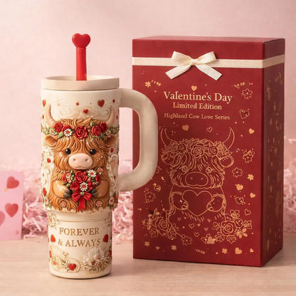 Valentine’s Highland Cow Embossed Tumbler🔥