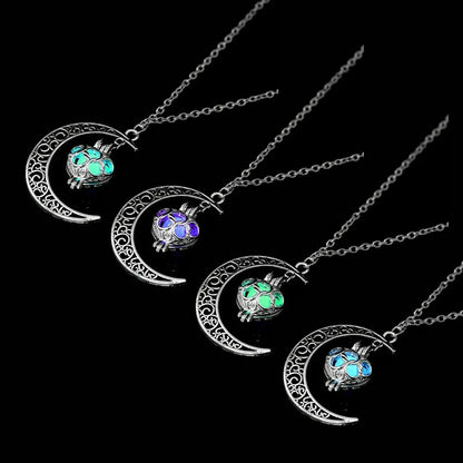 Collar de Luna Brillante Plata Piedra Luminosa para Dama Obsequio🏆