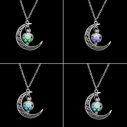 Collar de Luna Brillante Plata Piedra Luminosa para Dama Obsequio🏆