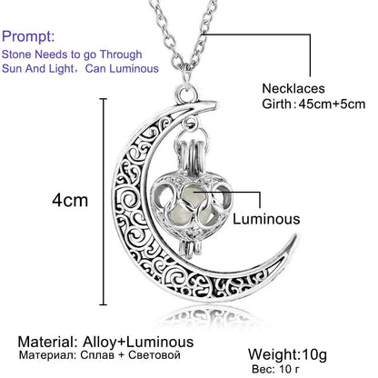 Collar de Luna Brillante Plata Piedra Luminosa para Dama Obsequio🏆